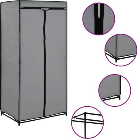 Garde-robe  Armoire de Rangement  Armoire de vêtements Penderie Gris 75x50x160 cm VXN8459