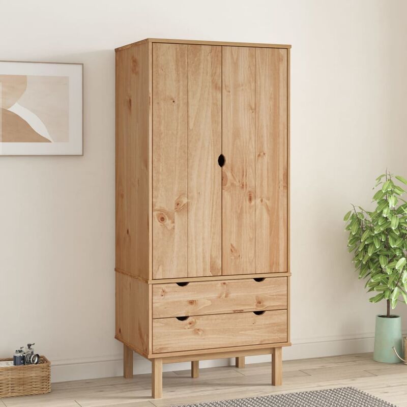 Garde-robe Armoire de Rangement Armoire de vêtements Penderie OTTA 76,5x53x172 cm Bois massif de pin VXN7151