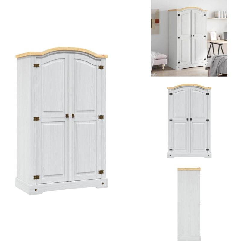 Vidaxl - Garde-robe avec 2 portes Gamme Corona pin mexicain Blanc - Armoire - Dressing - Meuble De Rangement - Armoire à Vêtements - Style Mexicain