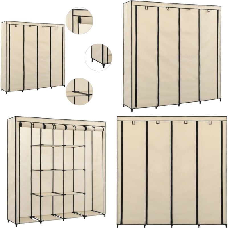 Vidaxl - Garde-robe avec 4 compartiments Crème 175x45x170 cm - Armoire - Placard - Rangement - Vêtement - Chaussure - Home & Living