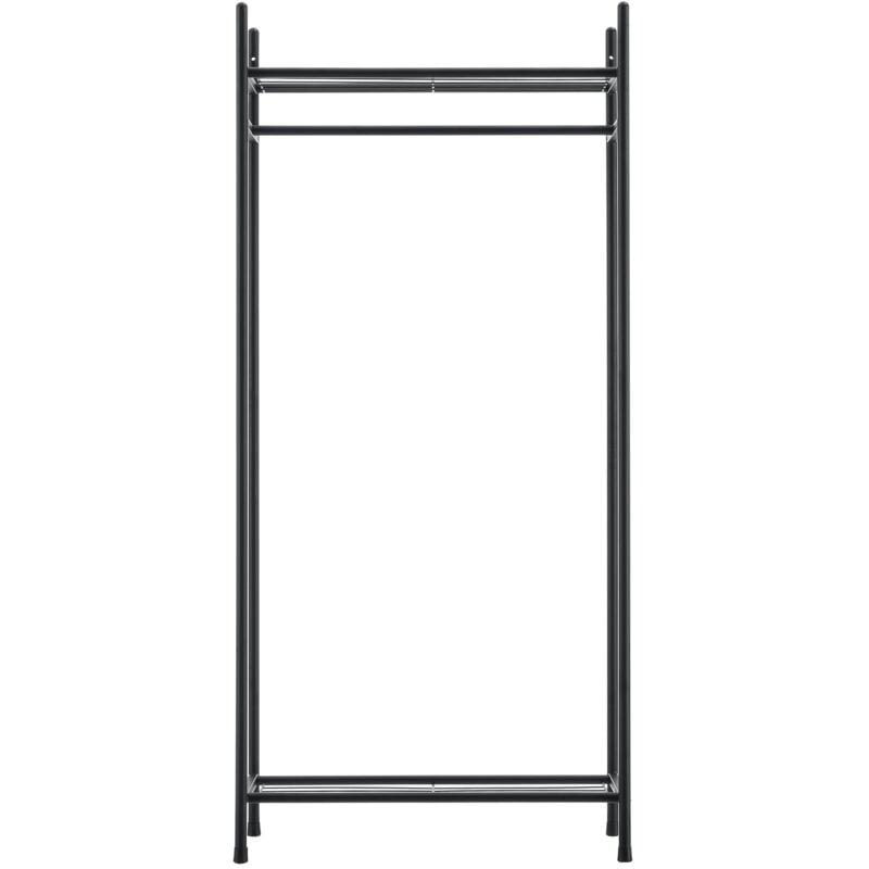 Garde-robe avec étagères meuble de rangement 2 surfaces de stockage acier laqué 130 x 60 x 30 cm noir