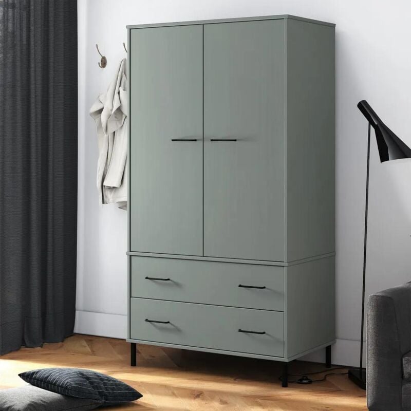 Vidaxl - Garde-robe avec pieds en métal Gris 90x55x172,5 cm Bois oslo