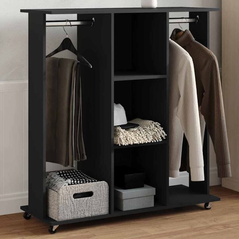 Vidaxl - Garde-robe avec roues noir 102x38x110 cm bois d'ingénierie