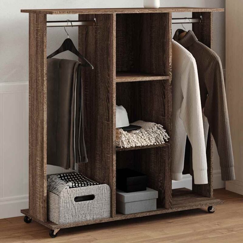 Vidaxl - Garde-robe avec roues chêne marron 102x38x110cm bois ingénierie