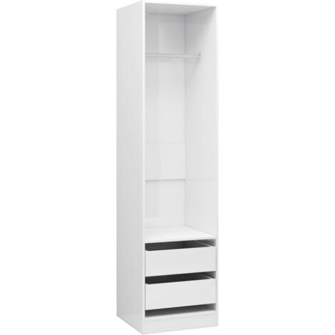 Garde-robe avec tiroirs Armoire penderie - Blanc brillant 50x50x200 cm Aggloméré
