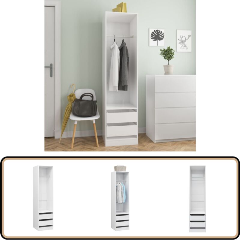 Vidaxl - Garde-robe avec tiroirs Blanc brillant Bois d'ingénierie - Armoire Blanche - Armoire Design - Meuble Rangement - Dressing Compact - Commode