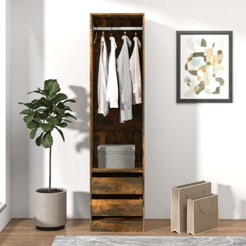 Vidaxl - Armoire avec tiroirs Chêne fumé 50x50x200 cm Bois d'ingénierie