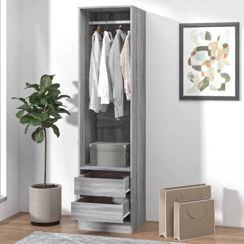 Vidaxl - Armoire avec tiroirs Sonoma gris 50x50x200 cm Bois d'ingénierie