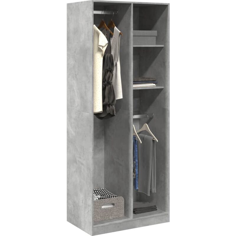 Vidaxl - Garde-robe gris béton 80x50x200 cm bois d'ingénierie