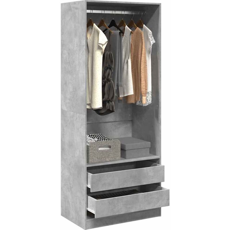 Vidaxl - Garde-robe gris béton 80x50x200 cm bois d'ingénierie
