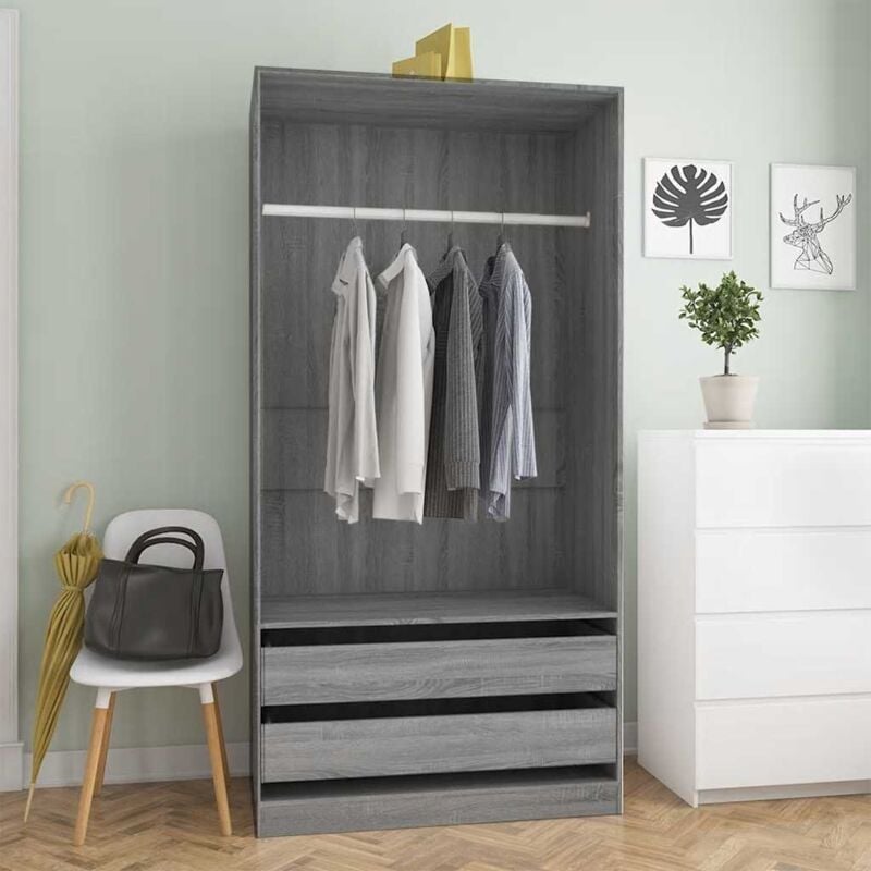 Vidaxl - Garde-robe Sonoma gris 100x50x200 cm Bois d'ingénierie