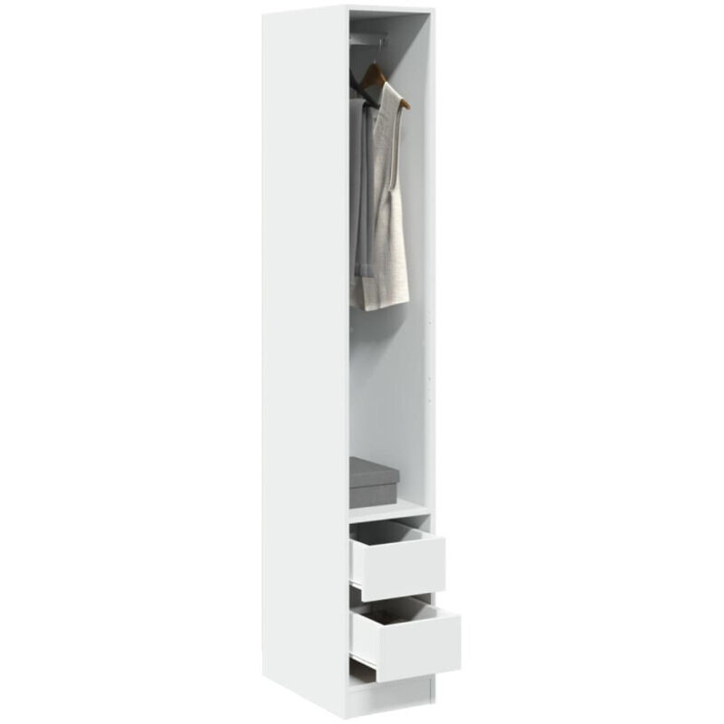 Vidaxl – Garde-robe enfant blanche 30x50x200 cm – Bois d'ingénierie résistant à l'humidité – 2 tiroirs pour rangement optimisé