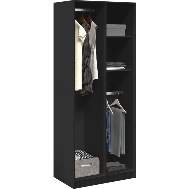 Vidaxl - Garde-robe noir 80x50x200 cm bois d'ingénierie