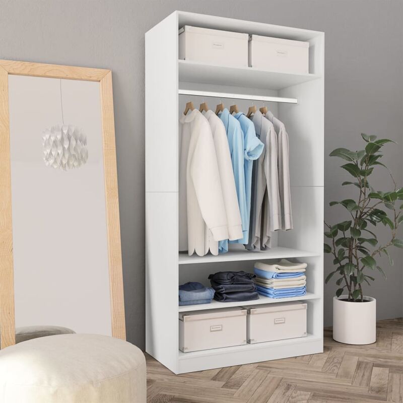 Vidaxl – Garde-robe enfant blanche 100 x 50 x 200 cm – Bois d'ingénierie durable – 3 compartiments – Rangement élégant pour vêtements