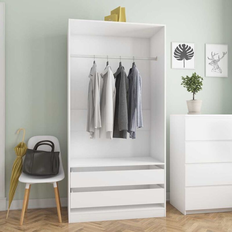 Garde robe Blanc 100x50x200 cm Bois d ingénierie