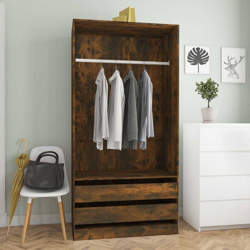 Vidaxl - Garde-robe Chêne fumé 100x50x200 cm Bois d'ingénierie