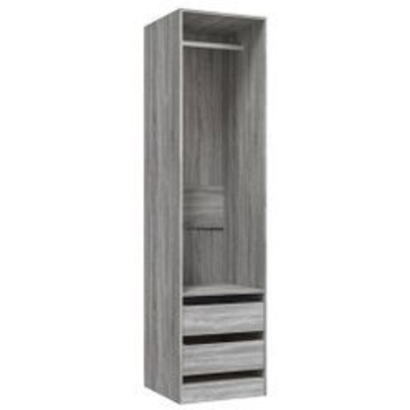 Armoire dressing 1 penderie 2 tiroirs 50cm - Collection Kodok-Chêne gris