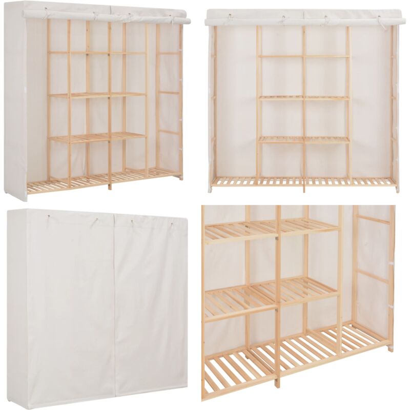 Vidaxl - Garde-robe Blanc 173x40x170 cm Tissu - Armoire Blanche - Armoire Textile - Meuble Rangement - Dressing - Placard - Home & Living