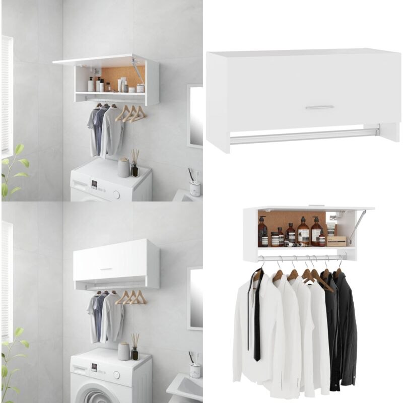 Vidaxl - Garde-robe blanc 70x32,5x35 cm bois d'ingénierie - Meuble De Rangement - Armoire Blanche - Armoire Suspendu - Dressing Compact