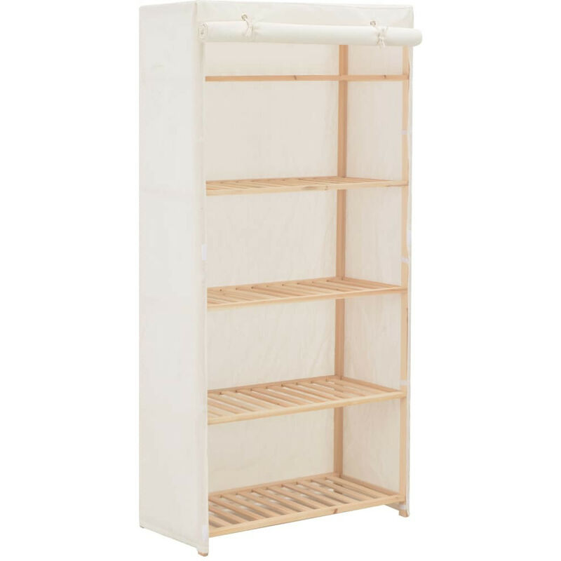 Garde-robe Blanc 79 x 40 x 170 cm Tissu