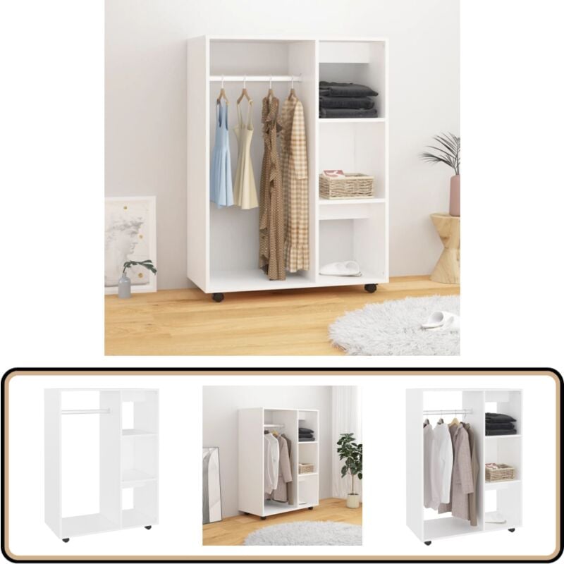 Vidaxl - Garde-robe Blanc 80x40x110 cm Bois d'ingénierie - Armoire Blanche - Meuble Rangement - Dressing Blanc - Commode - Étagère