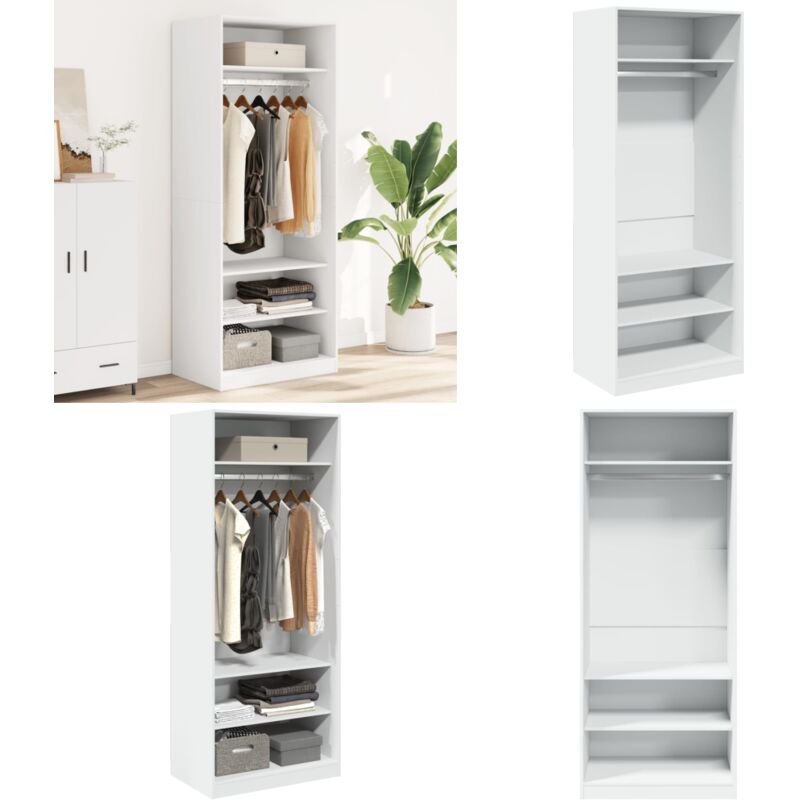 Vidaxl - Garde-robe blanc 80x50x200 cm bois d'ingénierie - Armoire Blanche - Meuble Rangement - Dressing - Placard - Organisation Vestimentaire