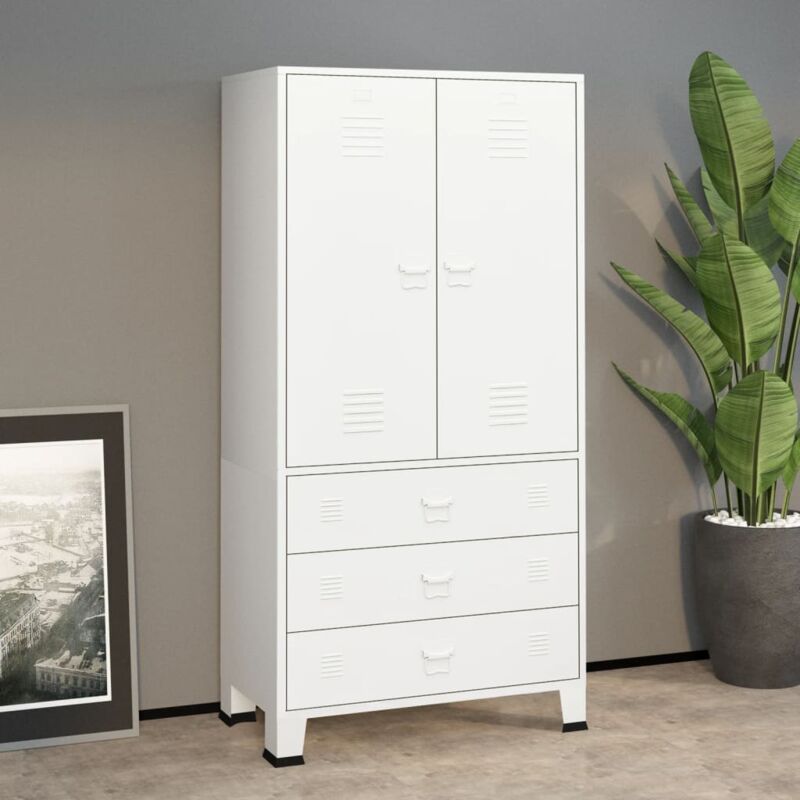 Garde-robe Blanc 90x50x180 cm Métal - Vidaxl