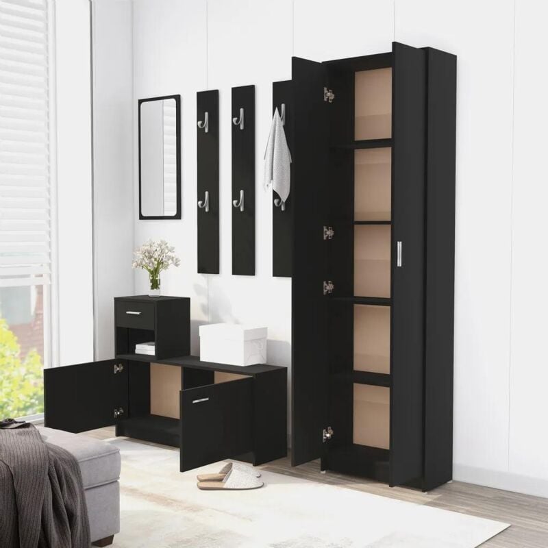 Vidaxl - Garde-robe de couloir Noir 55x25x189 cm Bois d'ingénierie