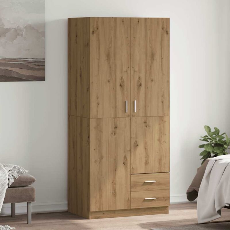 Garde-robe chêne artisanal 80x52x180 cm bois d'ingénierie Vidaxl