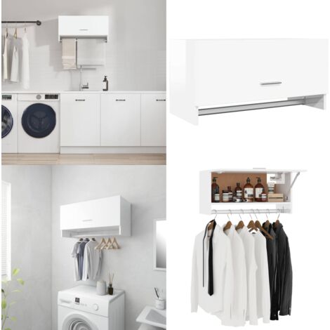 Étagère Murale 10 Compartiments VidaXL - Bois D'ingénierie, Blanc Brillant, 90x16x78cm, Rangement Déco