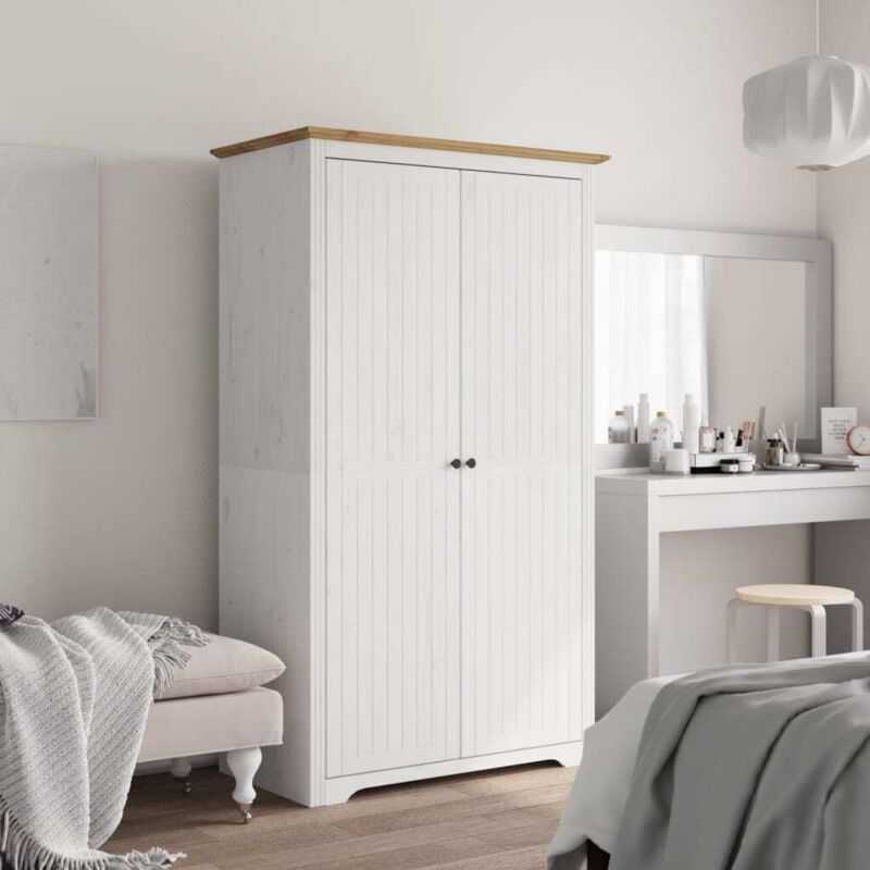 Garde-robe bodo blanc marron 101x52x176,5 cm bois massif de pin