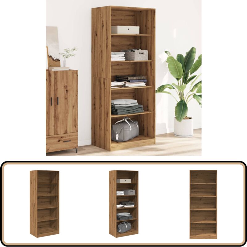 Vidaxl - Garde-robe chêne artisanal 80x50x200 cm bois d'ingénierie - Armoire - Placard - Dressing - Meuble Rangement - Commode