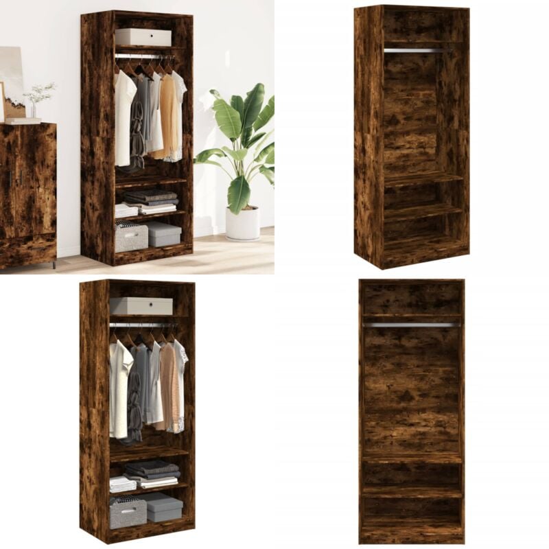 Vidaxl - Garde-robe chêne fumé 80x50x200 cm bois d'ingénierie - Armoire - Dressing - Meuble Rangement - Placard - Commode - Home & Living