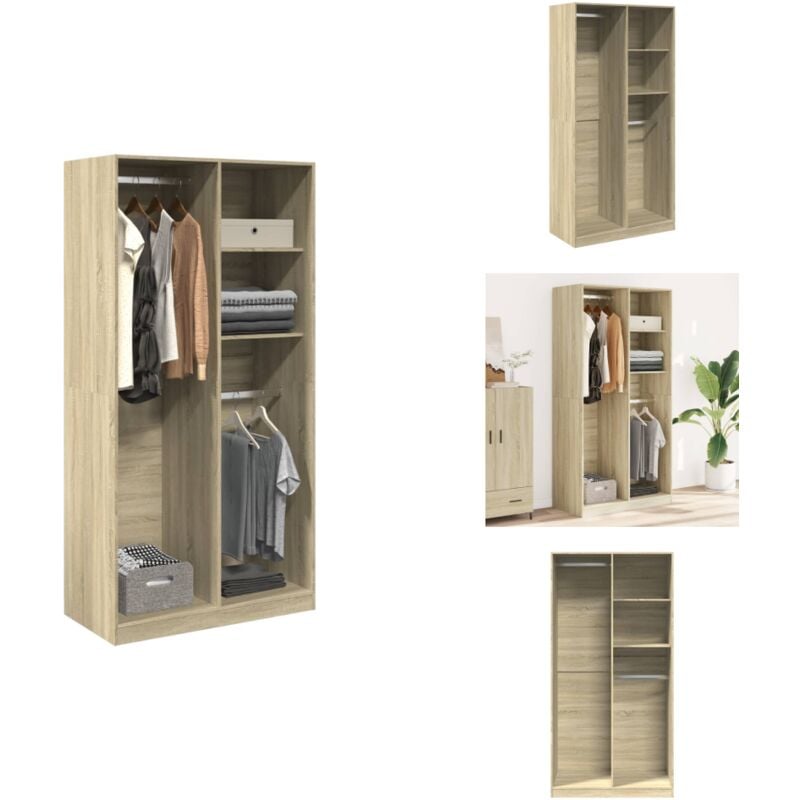 Vidaxl - Garde-robe Chêne sonoma 100x50x200 cm Aggloméré - Garde-robe - Garde-robes - Armoire De Rangement - Placard