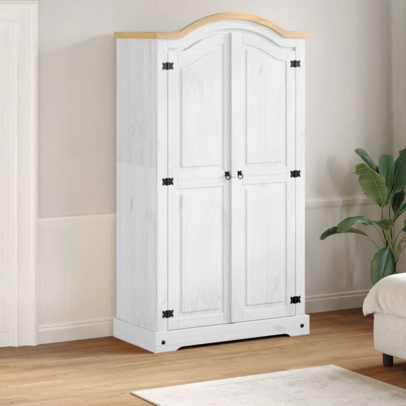 Garde-robe Corona blanc 102x52x186 cm bois de pin massif - Vidaxl