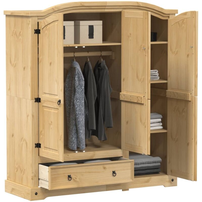 Garde-robe Corona 151,5x52x170 cm bois de pin massif