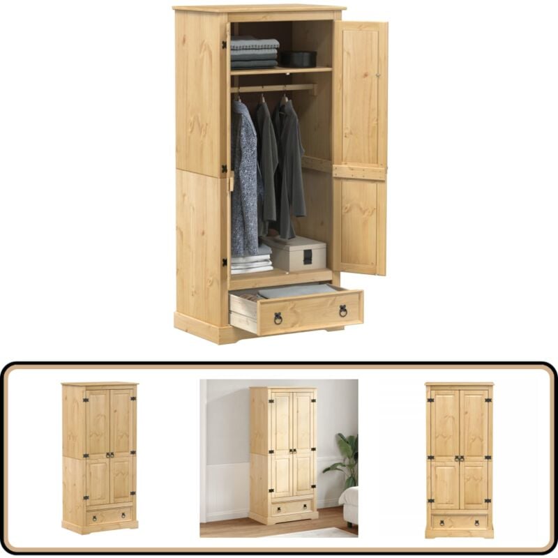 Vidaxl - Garde-robe Corona 76x50x170 cm bois de pin massif - Meubles De Rangement - Armoire - Placard - Dressing - Meuble De Chambre