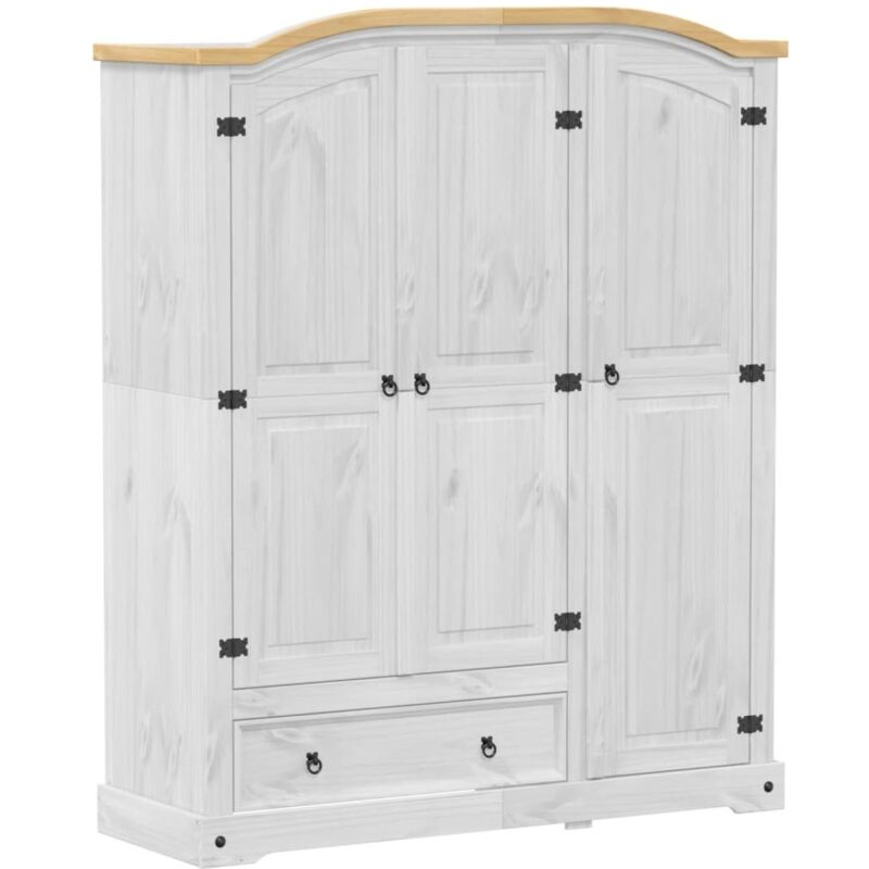 Garde-robe Corona blanc 151,5x52x186 cm bois de pin massif vidaXL