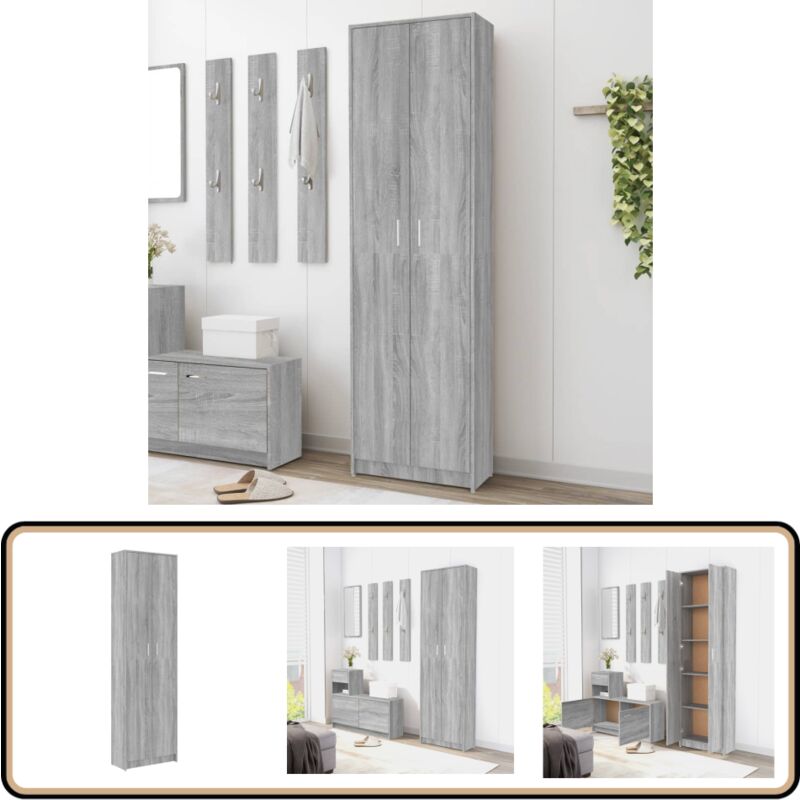 Vidaxl - Garde-robe couloir Sonoma gris 55x25x189 cm Bois d'ingénierie - Armoire Entrée - Placard Étroit - Meuble Rangement - Armoire Design