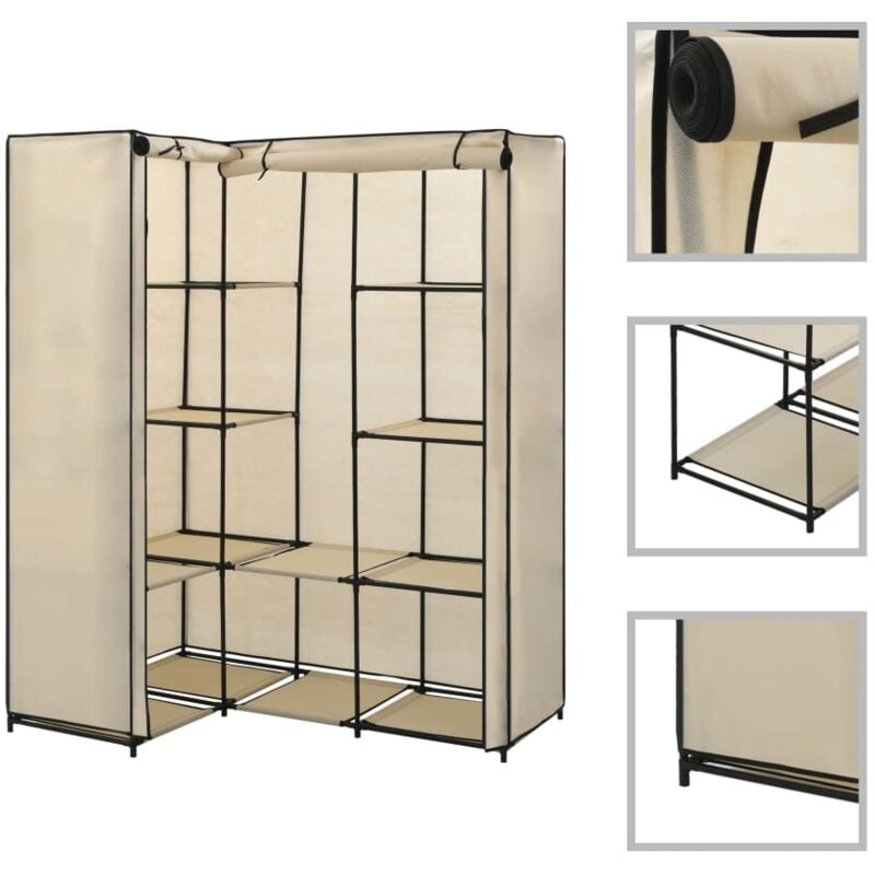Garde-robe d'angle Armoire de rangement - Penderie Crème 130 x 87 x 169 cm
