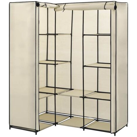Garde-robe d'angle Design moderne, Armoire Etagère de rangement, Crème 130 x 87 x 169 cm OIB7375E