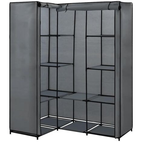 Garde-robe d'angle Design moderne, Armoire Etagère de rangement, Gris 130 x 87 x 169 cm OIB6128E