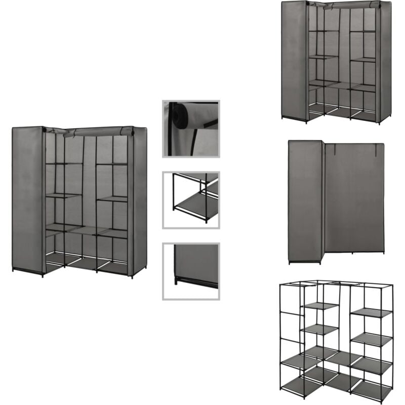 Vidaxl - Garde-robe d'angle Gris 130 x 87 x 169 cm - Garderobe D'angle - Armoire D'angle - Rangement Vêtements - Placard - Dressing