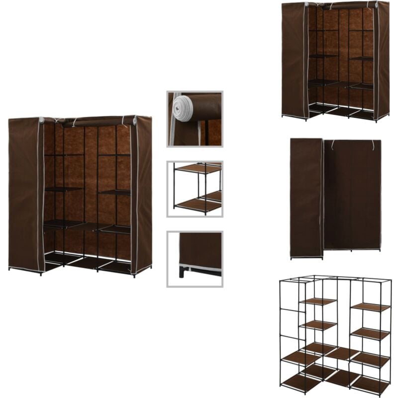 Vidaxl - Garde-robe d'angle Marron 130x87x169 cm - Meubles D'angle - Armoire D'angle - Rangement Vestimentaire - Placard Étroit - Étagère à Vêtements