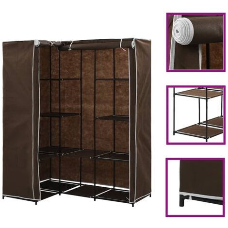 Garde-robe d'angle Meuble de Rangement - Style Contemporain Marron 130x87x169 cm BV368785 - BonneVie