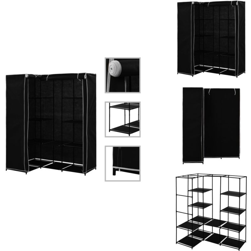 Vidaxl - Garde-robe d'angle Noir 130x87x169 cm - Garderobe D'angle - Armoire D'angle - Rangement Vêtements - Placard Noir - Meuble D'angle