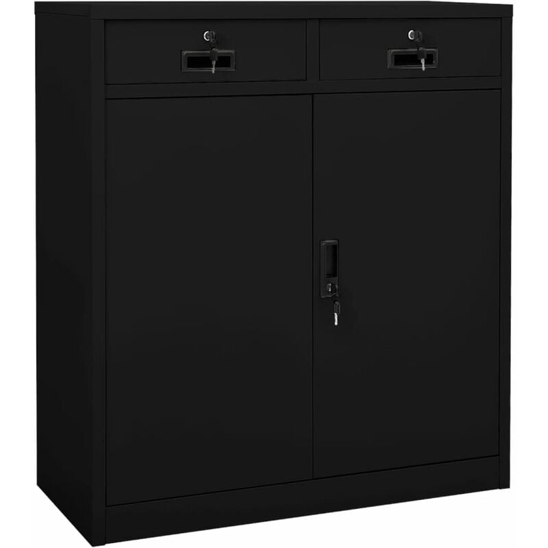 Nova - Armoire de bureau 90x40x102 cm en acier avec portes et compartiments différentes couleurs Couleur : Noir