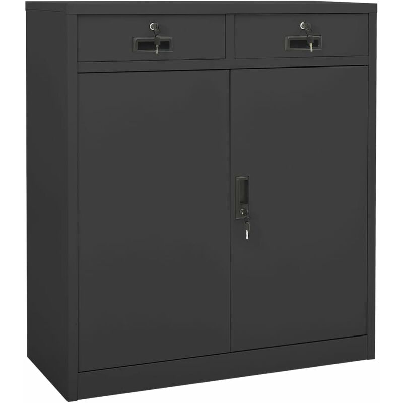 Armoire de bureau 90x40x102 cm en acier avec portes et compartiments différentes couleurs Couleur : Anthracite