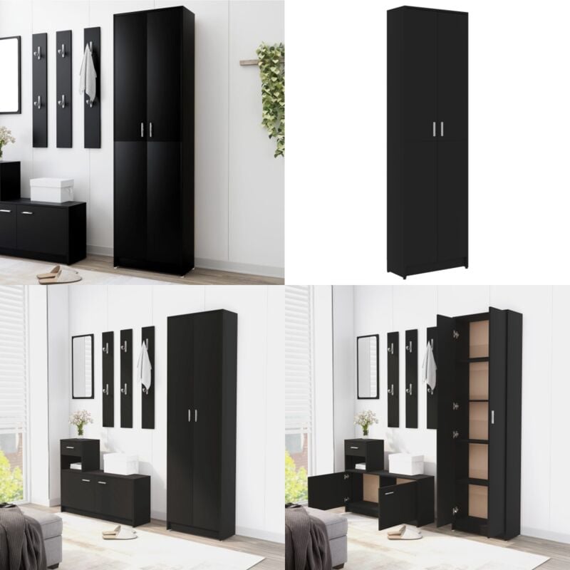 Vidaxl - Garde-robe de couloir Noir 55x25x189 cm Bois d'ingénierie - Armoire De Couloir - Meuble De Rangement - Dressing - Placard Étroit - Mobilier