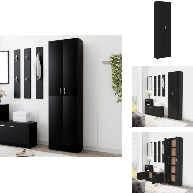 Vidaxl - Garde-robe de couloir Noir 55x25x189 cm Bois d'ingénierie - Armoire De Couloir - Meuble De Rangement - Dressing - Placard Étroit - Mobilier
